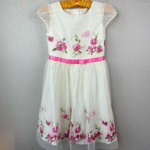 Jona Michelle White and Pink Floral Dress Size 10 EUC